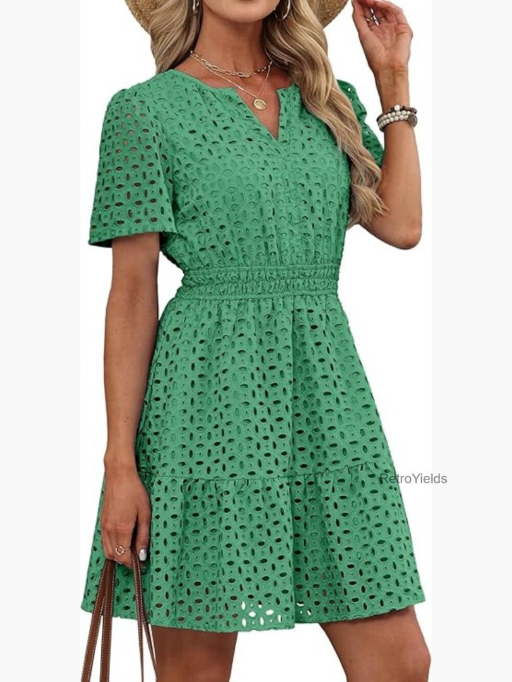 Elegant Eyelet Lace V-Neck Mini Sundress